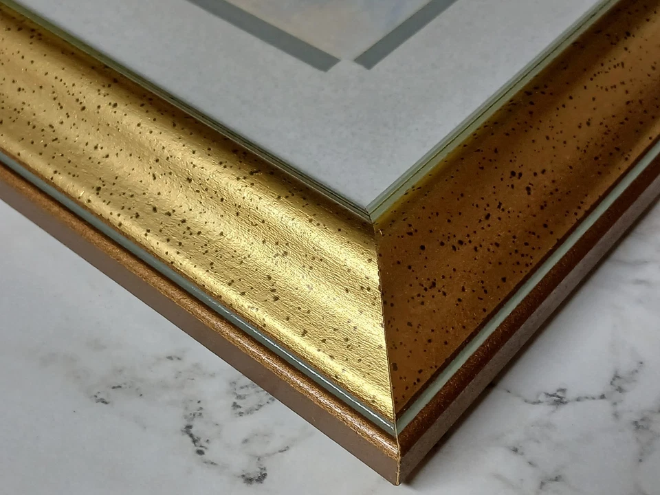 Carl Valente Print English Cottage Swans Double Matted Framed 12 X 10 - Image 3 of 4