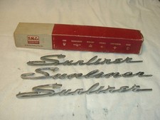 Three Vintage 1961-1962 Ford Galaxie Sunliner Chrome Emblem Script 11.75 Three Vintage 1961-1962 Ford Galaxie Sunliner Chrome Emblem Script 11.75