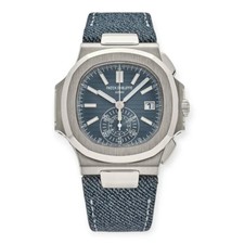 Patek Philippe Nautilus 5980/60G Watch Blue Denim Strap Blue Dial Box And Papers