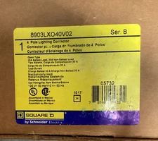 Square D 8903-LX040 Lighting Contactor 24V Coil 4P 3Ph 8903LX040V02 Ships Free