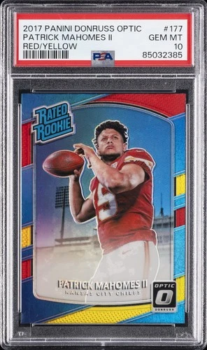 2017 PANINI DONRUSS OPTIC RED/YELLOW #177 PATRICK MAHOMES II ROOKIE RC PSA 10