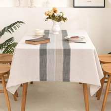 Rectangle Table Cloth Cotton Linen Waterproof Embroidery Tablecloth Rustic Fa...