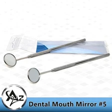 NEW 2 GERMAN DENTAL MIRROR # 5 WITH STAINLESS STEEL HANDLE DENTAL INSTRUMENTS