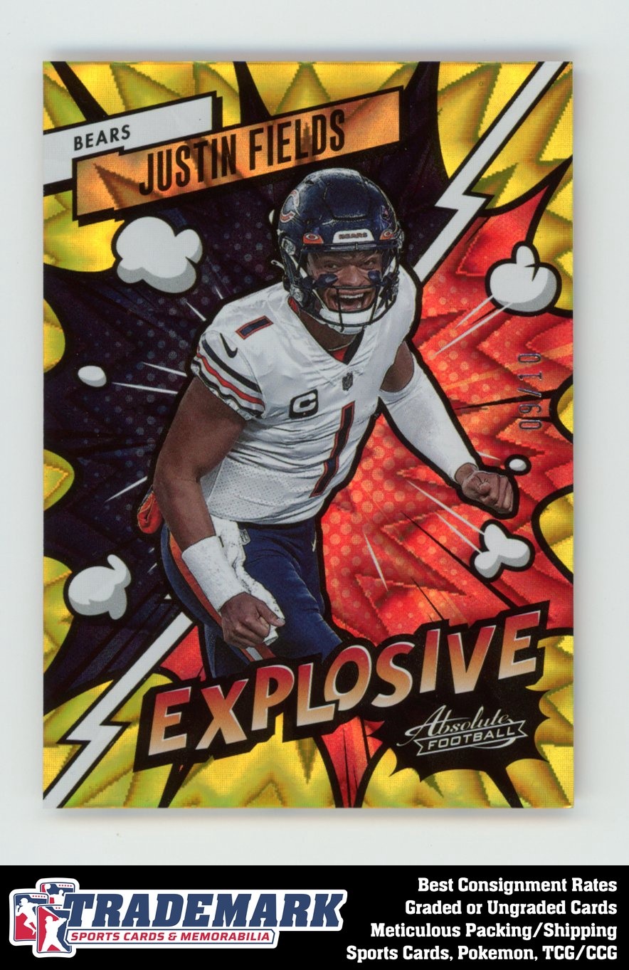2023 Panini Absolute #14 Justin Fields SSP Explosive Gold #/10