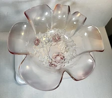 Walthar Mikasa Scalloped ROSELLA Cherry Blossom 11 inch Glass Serving Dish Bowl