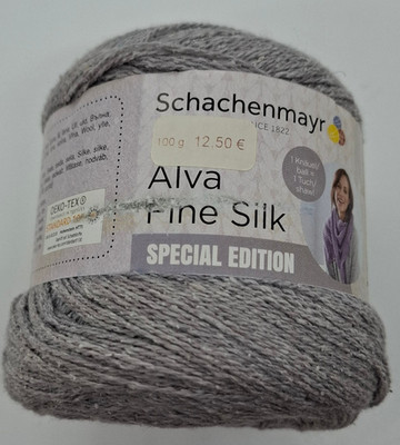 (125  /kg): 100 g Schachenmayr ALVA SILK FINE, Fb. 092 medium grey  #7656