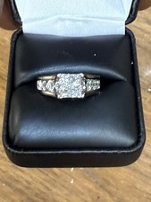 Gorgeous Women s 14k White Gold With Princess/Round Diamonds Engagement Ring