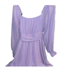 Lavender Chiffon Dress Medium Long Sleeve Tie Back Elastic Waist Lined