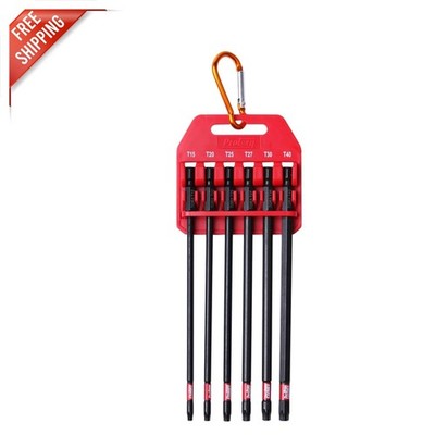 Versatile T15-T40 6-Inch Long Impact Bit Set - S2 Steel with Storage Clip