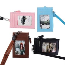 Neck Lanyard Student Card Bag PU Leather ID Card Holder  Office Supplies