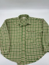 Womens Umgee Green White Crosshatch Jacket Size Small Raw Hem Hipster Boho