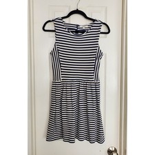 Madewell Striped Sleeveless Mini Dress Blue White Drop Waist Small Casual Preppy