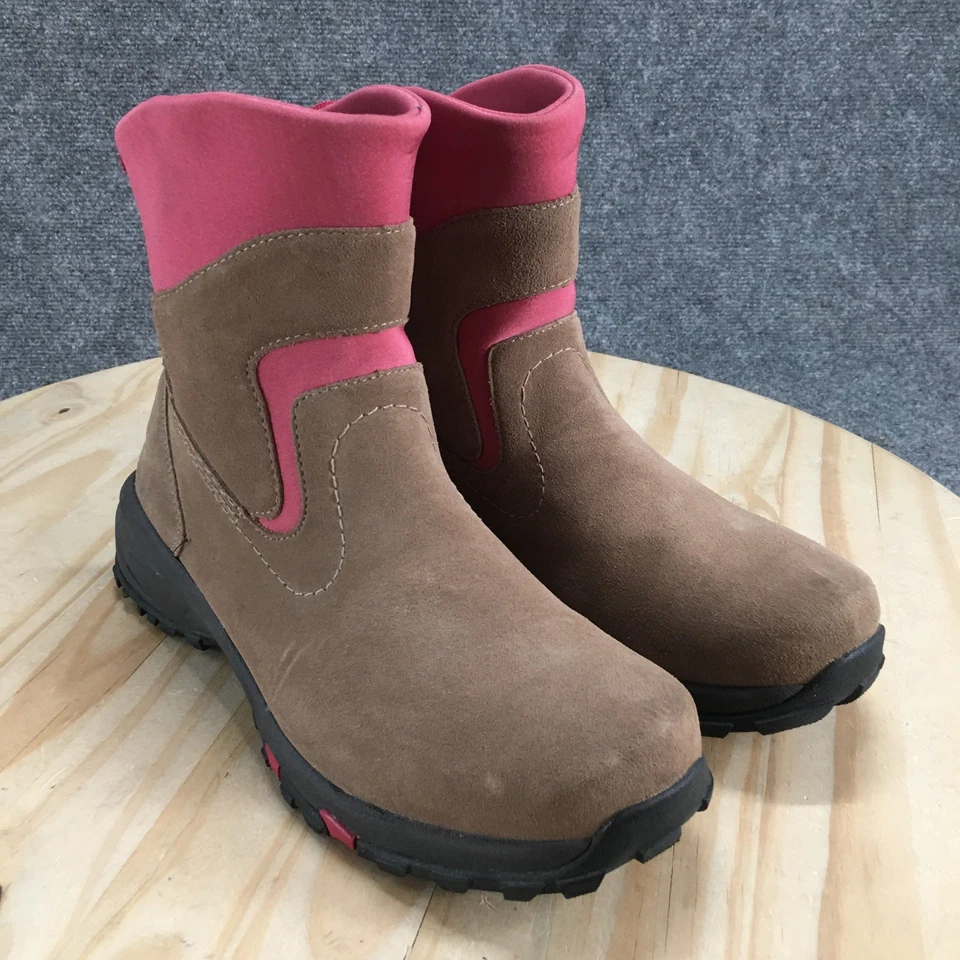 Bota de Invierno LL Bean Mujer 10M Marrón Rosa Aislante Imitación Gamuza Pull On Media Pantorrilla Foto 3 de 4