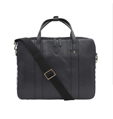 Hidesign Carnaby 03 Black Leather Zip Briefcase Laptop Computer Work Bag NEW NWT