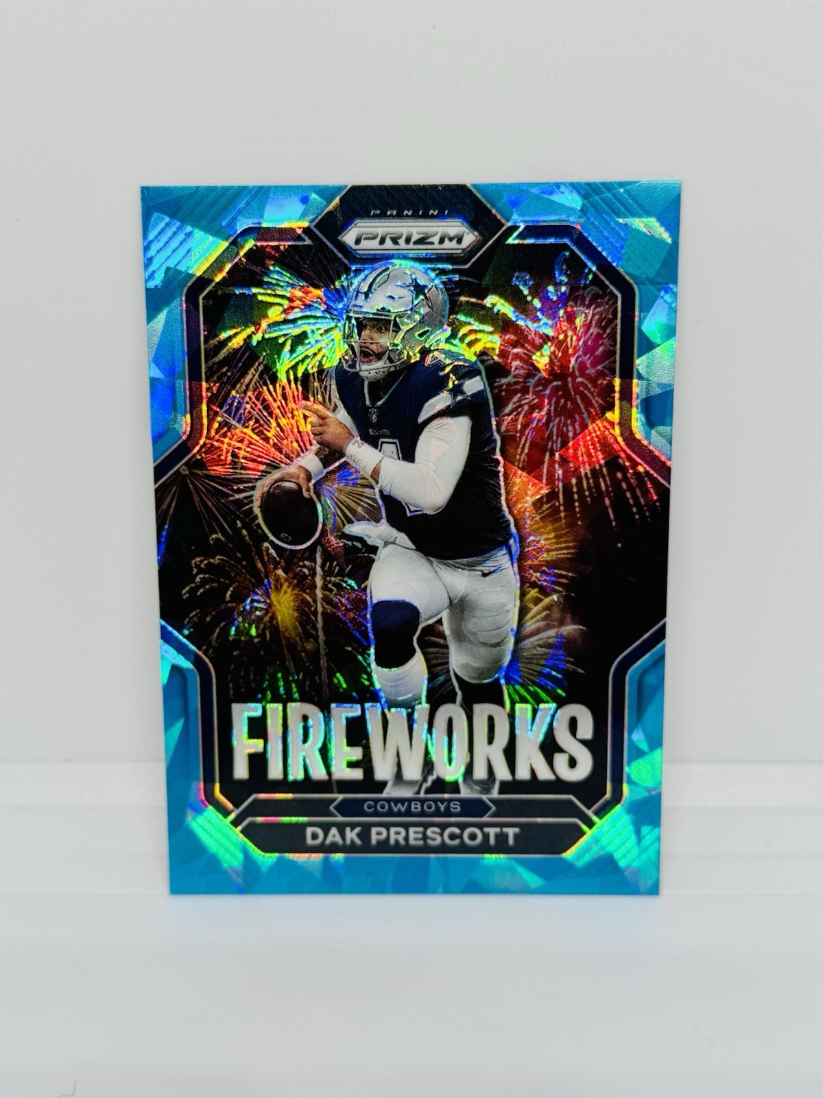 2022 Panini Prizm DAK PRESCOTT Fireworks Blue Ice /99 Dallas Cowboys #F-9