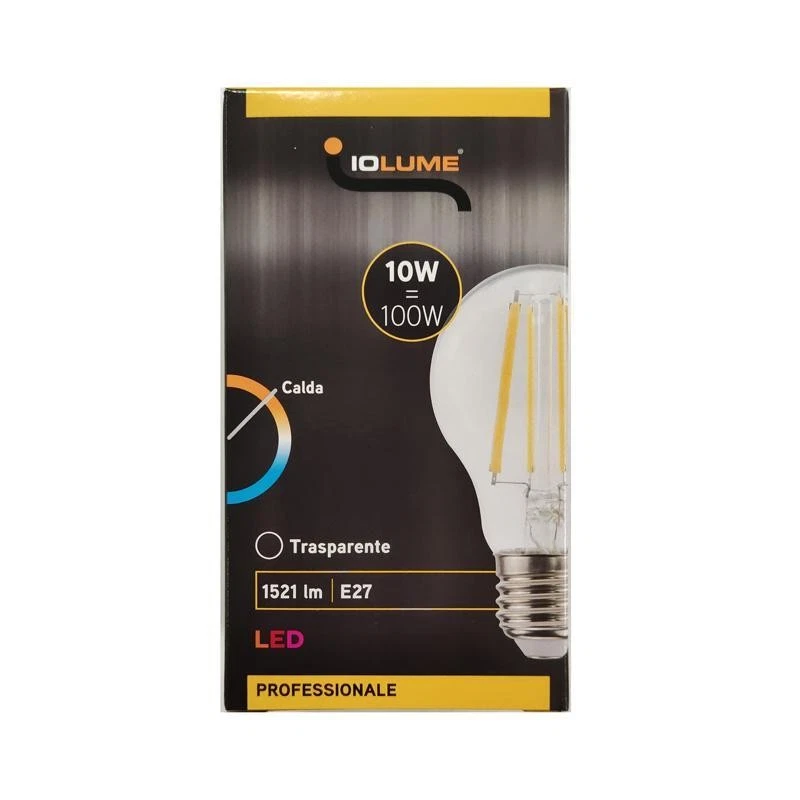 LAMPADINA A LED E27 IOLUME 10W, 3000K, 1521 LM, LUCE CALDA, MCI IO101001 - Immagine 2 di 4