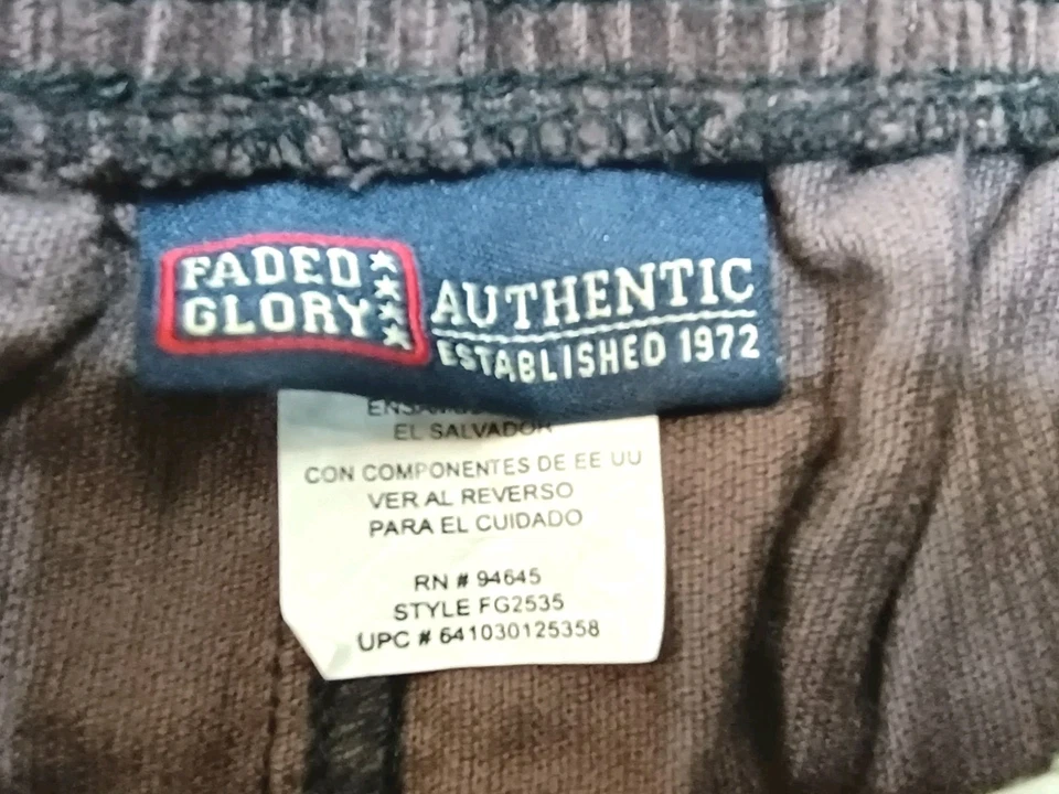 2 Faded Glory Pull On Cargo Cords Pant Yth M 10-12 Brown Black Elastic Waist NWT - Image 4 of 4