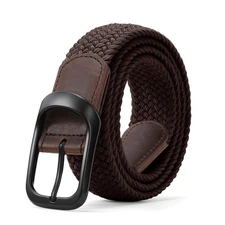 Stretch Belt for Men, Men Elastic Woven Braided Belt Fit Size 45"-49" B-coffee