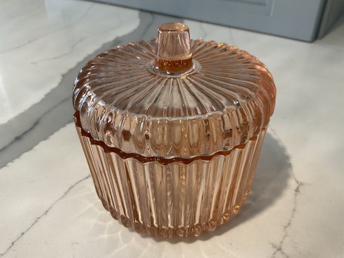 Anchor Hocking Queen Mary Pink Depression Glass Covered & Footed Sugar Bowl