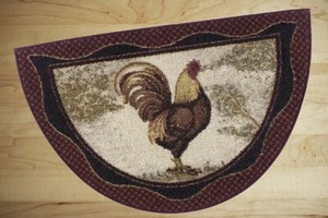 Kitchen Rug Burgundy Slice Country Rooster Throw Accent Indoor