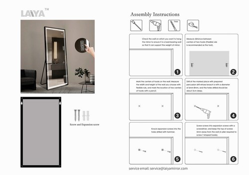 65”x 24”Full Length Floor Stand Up Dressing Mirror W.3 Colors LED Light Bedroom - Picture 5 of 5