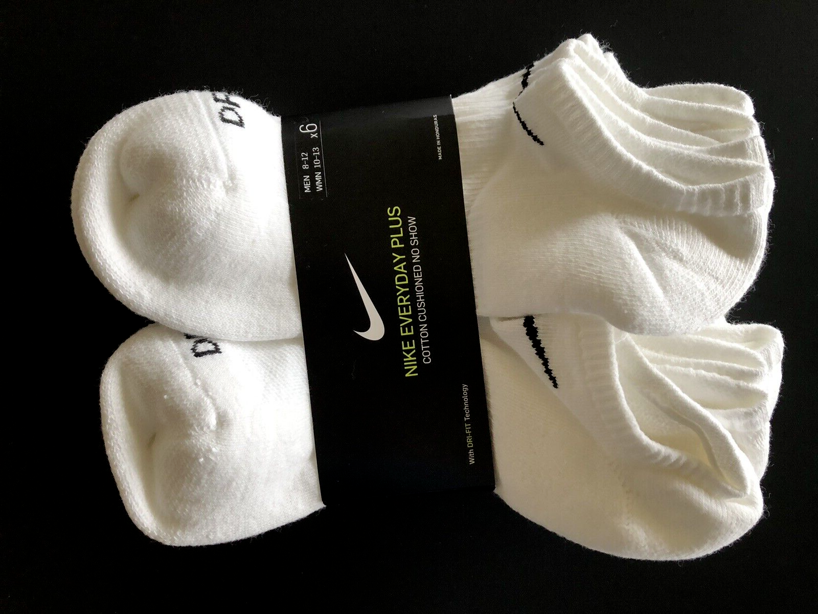 Nike No-Show Socks L SX6898 6PK Dri-FIT Everyday Plus Cotton Cushioned Mens 8-12-image