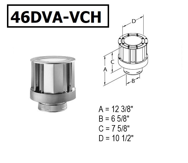 DURAVENT DirectVent Pro 4" x 6-5/8" High Wind Vertical Termination Cap 46DVA-VCH
