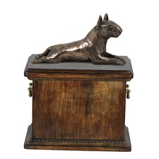 Bull Terrier, Bully I - urn for the ashes of a dog, urn with a statuette, elegan
