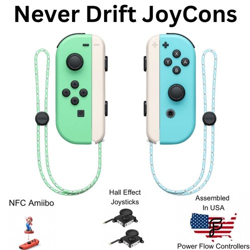 Nintendo Switch/OLED Hall Effect Never Drift Wireless JoyCons -With Wrist Straps - Picture 41 of 169