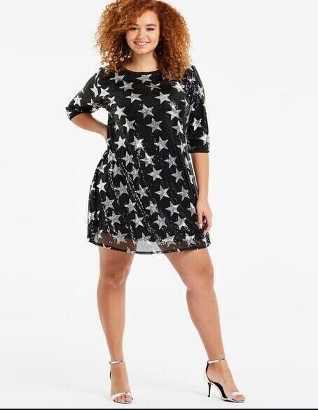 simply be sequin dress Womens Simply Be Black Tinsel Sequin Dress US 14