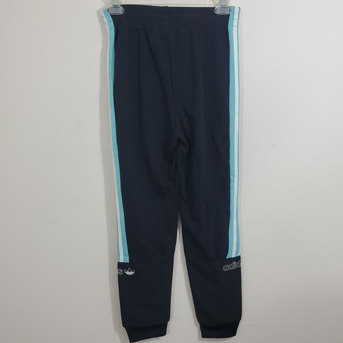 Adidas Girls Jogger Pants Black Aqua Logo Stripes Sporty NWT Size 11 - 12 Kids - Picture 6 of 10