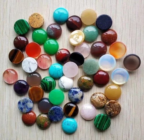 Venta al por mayor 20 piezas/lote piedra natural mezclada piedras cabujón redondas cuentas 16 mm - Imagen 4 de 5