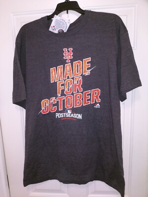 New NWT New York Mets Baseball 2016 MLB Postseason T-shirt Men's XL Gray 