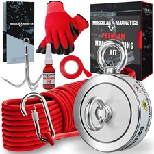2625lb Magnet Fishing Kit - Double Sided Fishing Magnet - SAME DAY SHIPPING!