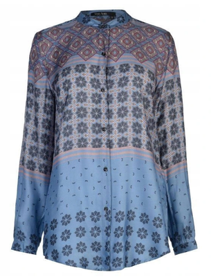 Marc Aurel Printed Blouse Blue Pink Long Sleeve Uk Size EUR 38 UK 12 Marc Aurel Printed Blouse Blue Pink Long Sleeve Uk Size EUR 38 UK 12