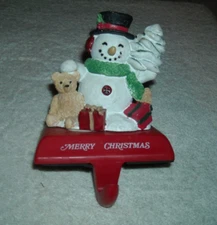 STOCKING HANGER, SNOWMAN, Christmas, METAL, WEIGHED BASE