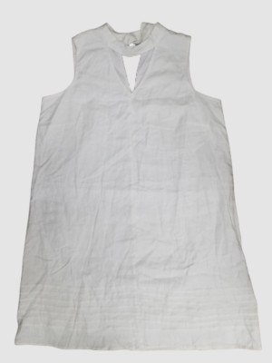 $99 Neiman Marcus Women White Sleeveless Linen Casual Shift A-Line Dress Size 14