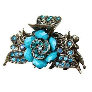 Details about   Women Beads Plastic Crystal Flower Hollow Hair Folding Jaw Clip Clamp Grip Claws