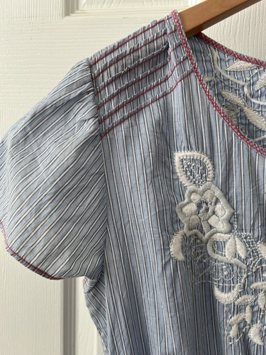 Johnny Was 3 J Workshop Size M !00% Cotton Embroidered Dress W/Smocked Waist - 第 9/10 張圖片