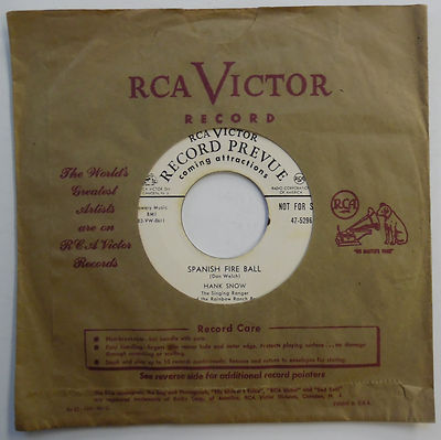 HANK SNOW 45 RPM Single 7'' Spanische Fire Ball / Between Fire & Water Promo