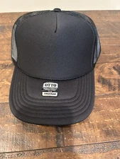 OTTO Trucker Hat Black Profile Mesh Back Trucker Snapback Hat