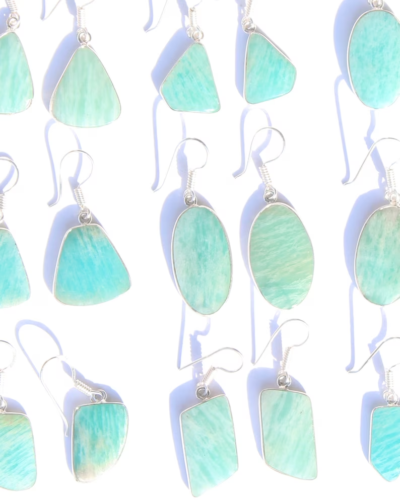 Natural Amazonite Crystal Earring, Silver Overlay Earring, Earring,40 Pcs Lot - Picture 1 of 6