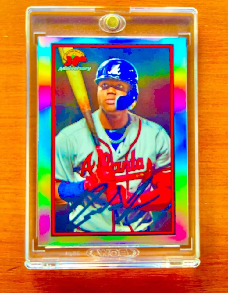 Ronald Acuna Jr. RARE REFRACTOR INVESTMENT CARD SSP BOWMAN CHROME BRAVE MVP MINT - Image 3 of 4