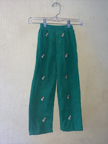 Anavini Hand Smocked 5 Months Green Corduroy Reindeer Pants - Picture 4 of 5