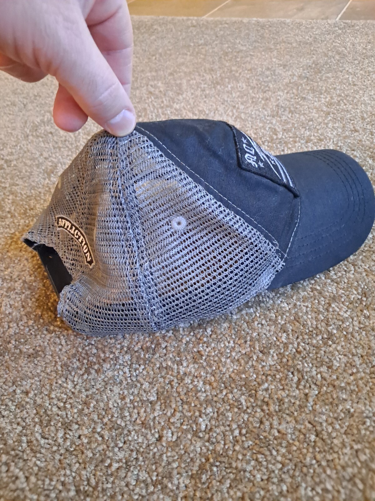 Affliction Hat Flag Patch Mesh Snapback Black Gray - image 5