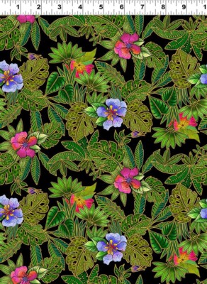 EARTH SONG Digital Jungle Floral Quilt Fabric Laurel Burch sold by 1/2 yard