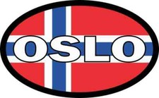 4in x 2.5in Oval Norwegian Flag Oslo Sticker Car Truck Vehicle Bumper Decal