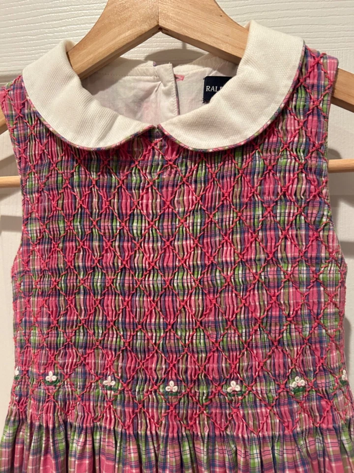 Ralph Lauren Girls Plaid Dress Rare Find size 5 Sleeveless 100% Cotton  - Image 2 of 4