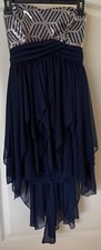 Sequin Hearts Strapless Sequin Bust Dress Lined Navy Blue Prom Evening 5 NEW 89