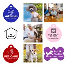 Customized Pet Tags, Aluminum ID Tags, Dog Cat Tag, Hand-Painted Design